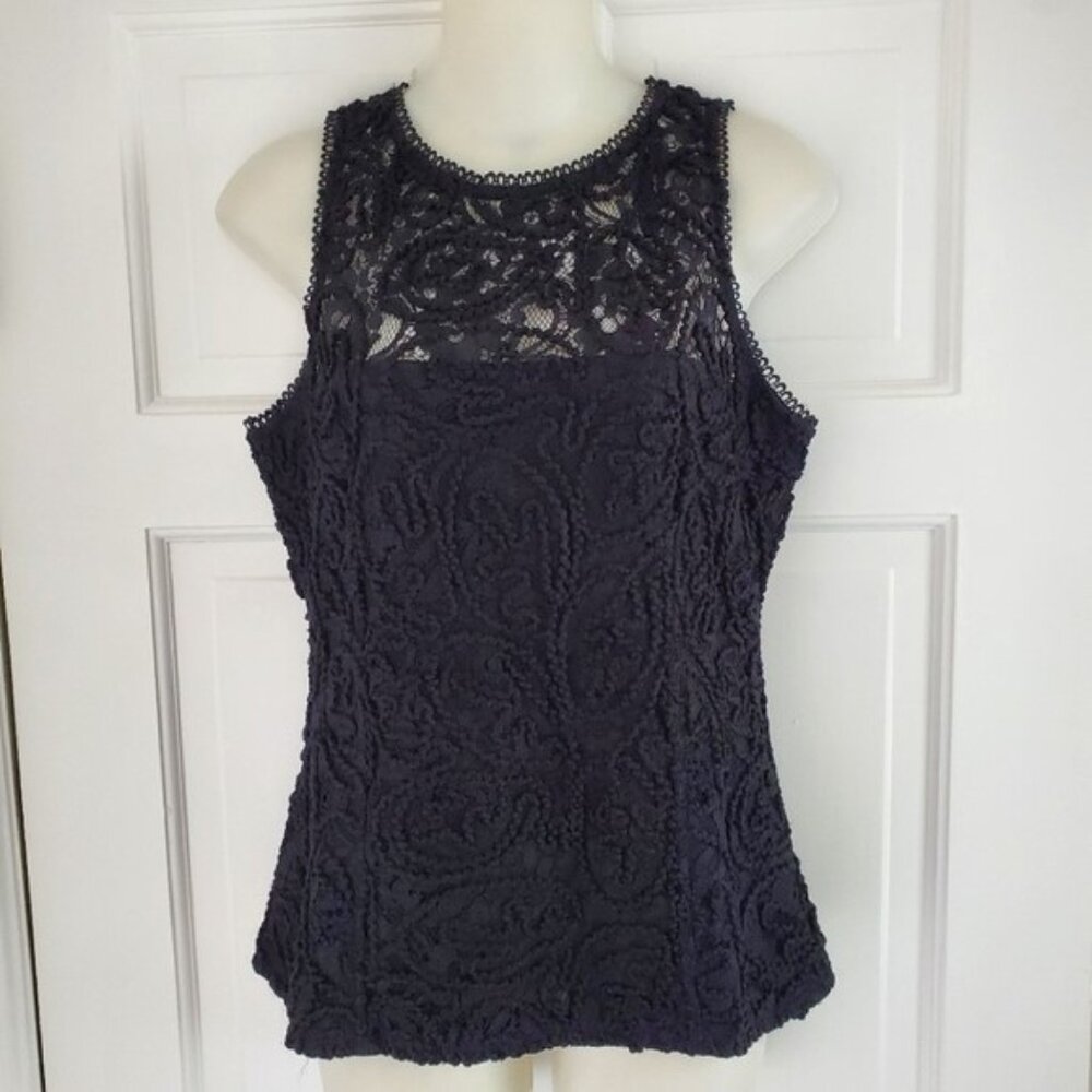 NWT, $99, WHITE HOUSE BLACK MARKET Sleeveless "Lace Shell" Top - 4